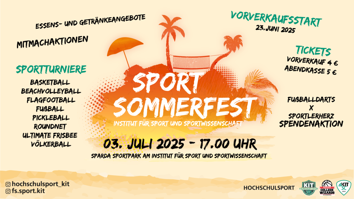 Sport-Sommerfest am 3. Juli 2025 mit Turnieren und Spendenaktion im Sparda Sportpark.