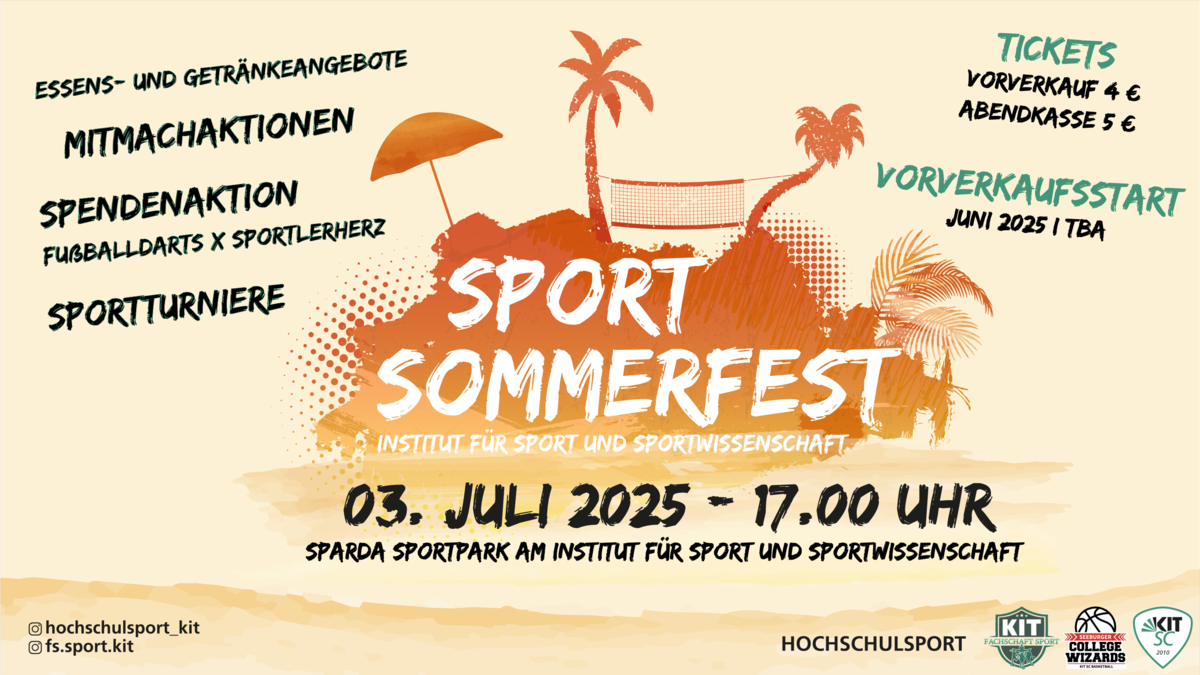 Sport-Sommerfest am 3. Juli 2025 um 17 Uhr im Sparda Sportpark. Aktivitäten und Turniere.